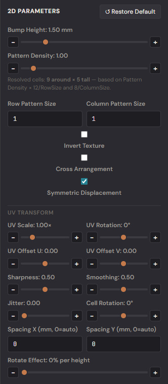 2D parameters — top